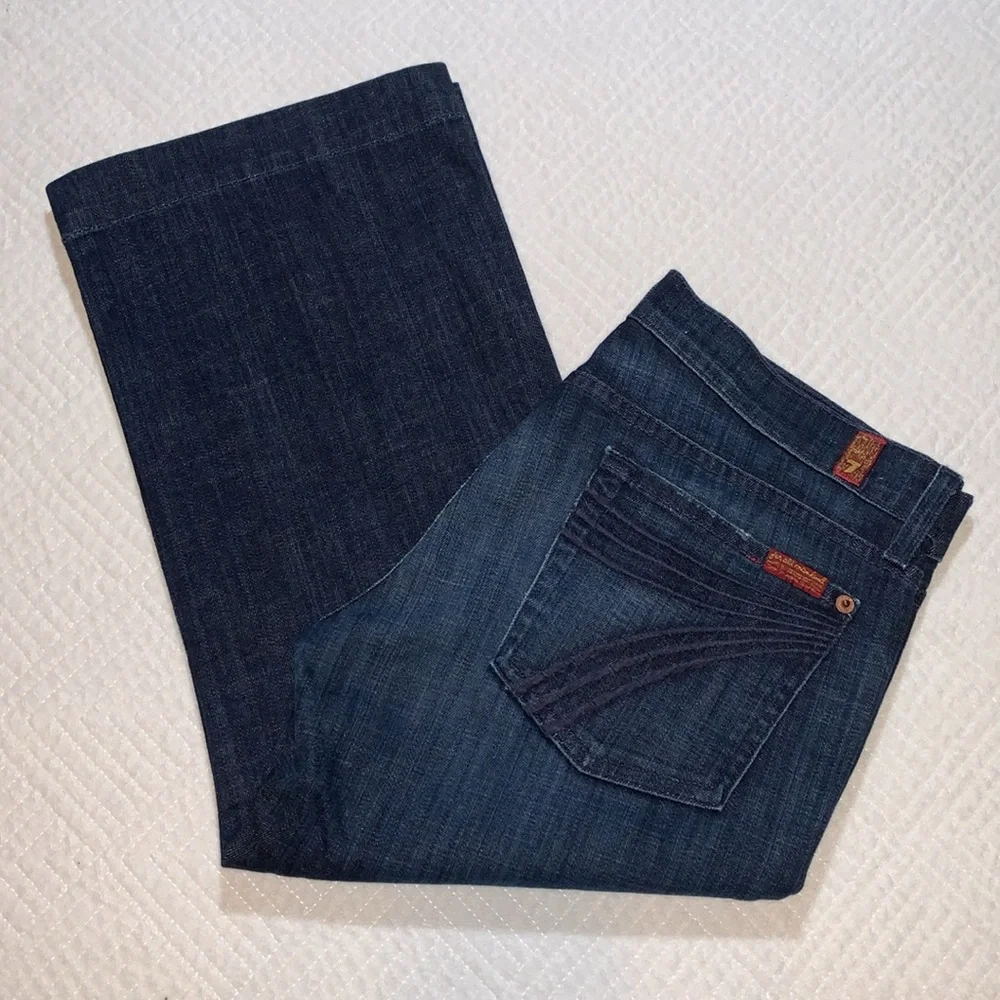7 for All Mankind 7FAM Dojo Crop Jeans, Dark Wash Denim, Wide Leg, Size 29 - Picture 14 of 16